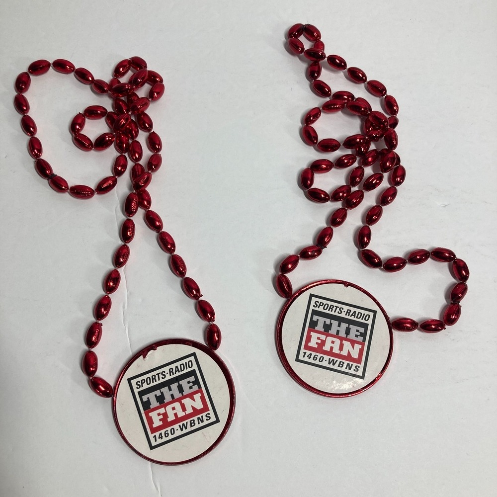 Sports Radio 1460 WBNS Columbus Ohio The Fan Necklaces Red Beaded Lot of‎ 2